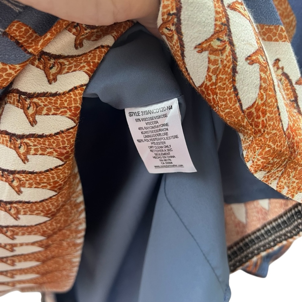 Corey Lynn Calter Blue and Orange Giraffe Print Sheath Dress Size Medium - Picture 8 of 9
